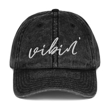 Load image into Gallery viewer, Vibin&#39; | Embroidered Vintage Cotton Twill Hat