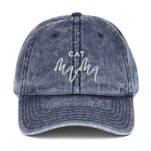Cat Mama | Embroidered Vintage Cotton Twill Cap