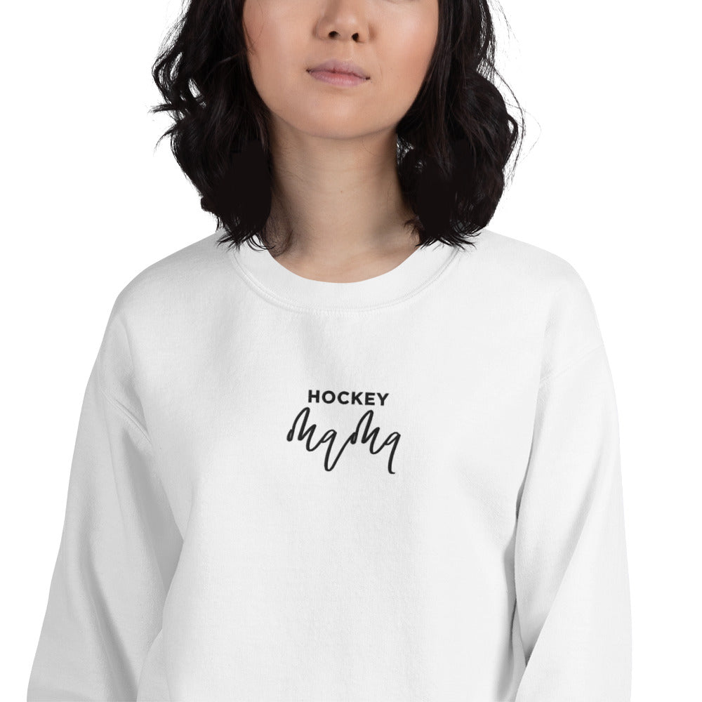 Hockey Mama | Embroidered Crew Neck Sweatshirt