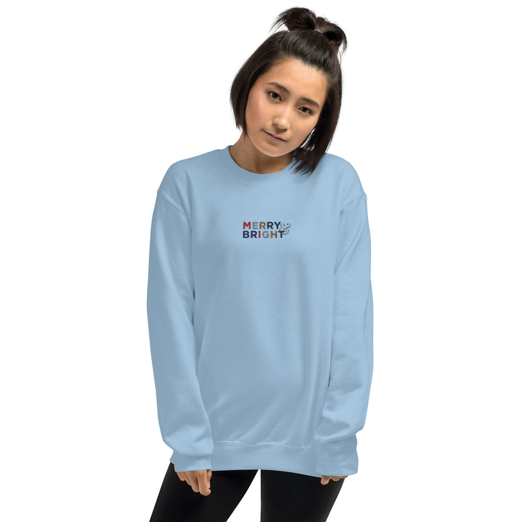 Merry & Bright | Embroidered Crew Neck Sweatshirt