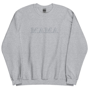 MAMA Gray Outline | Embroidered Crew Neck Sweatshirt