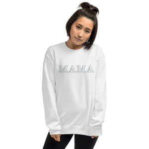MAMA Gray Outline | Embroidered Crew Neck Sweatshirt