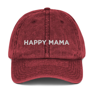 Happy Mama | Embroidered Vintage Cotton Twill Hat