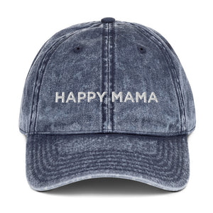 Happy Mama | Embroidered Vintage Cotton Twill Hat